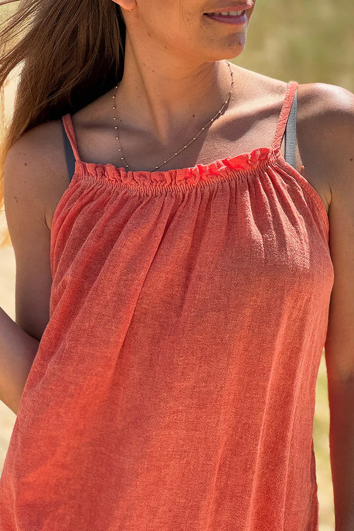 Orange Fluted Terry Sundress