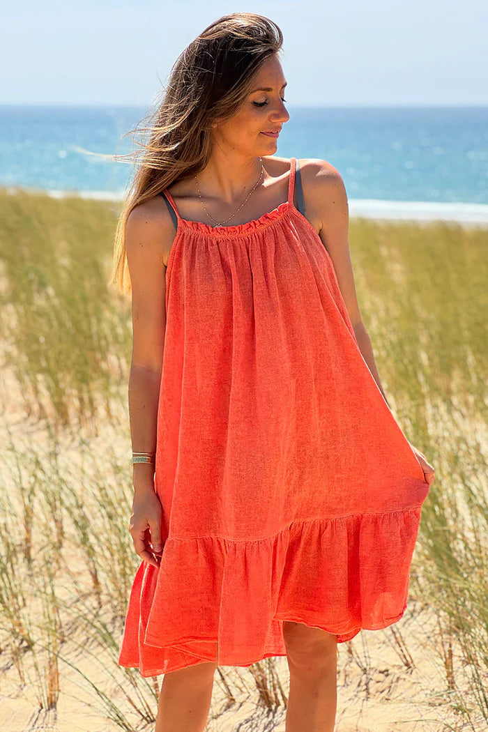 Orange Fluted Terry Sundress
