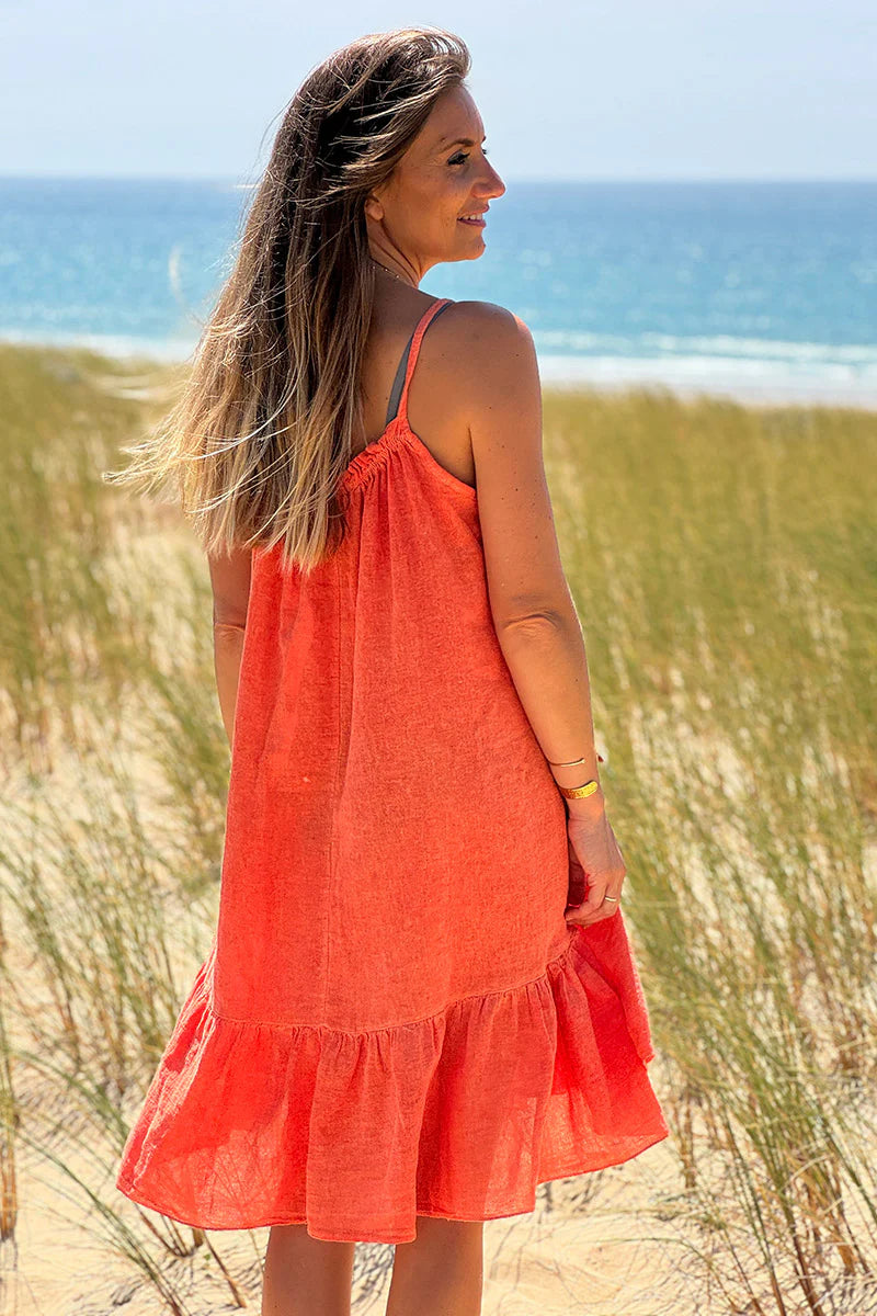 Orange Fluted Terry Sundress