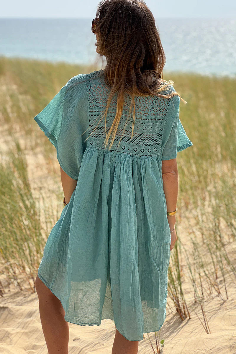 Saje Floaty Cotton Dress with Lace Top