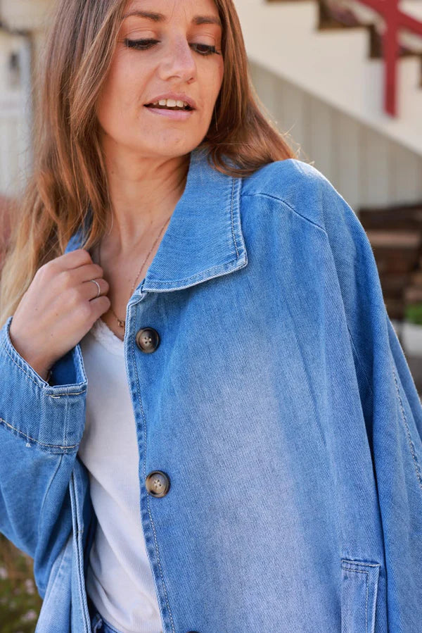 Medium Wash Vintage Denim Coat