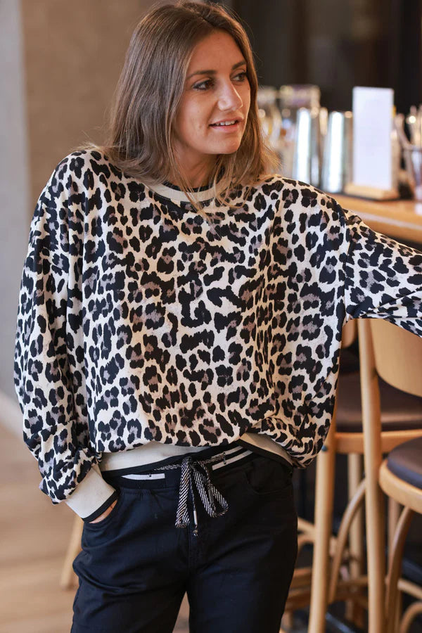 Beige Leopard Print Sweatshirt