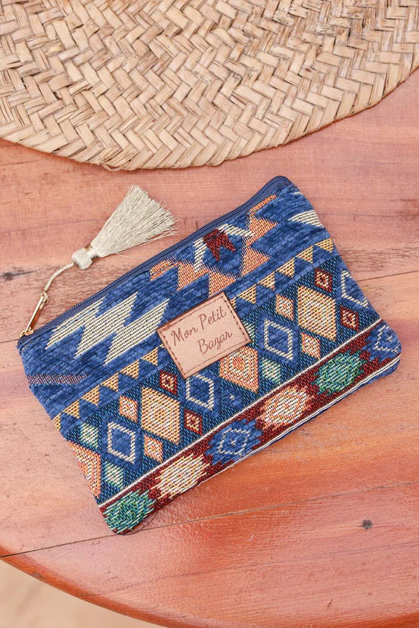 Blue Mon Petit Bazar Moroccan Tapestry Zip Pouch