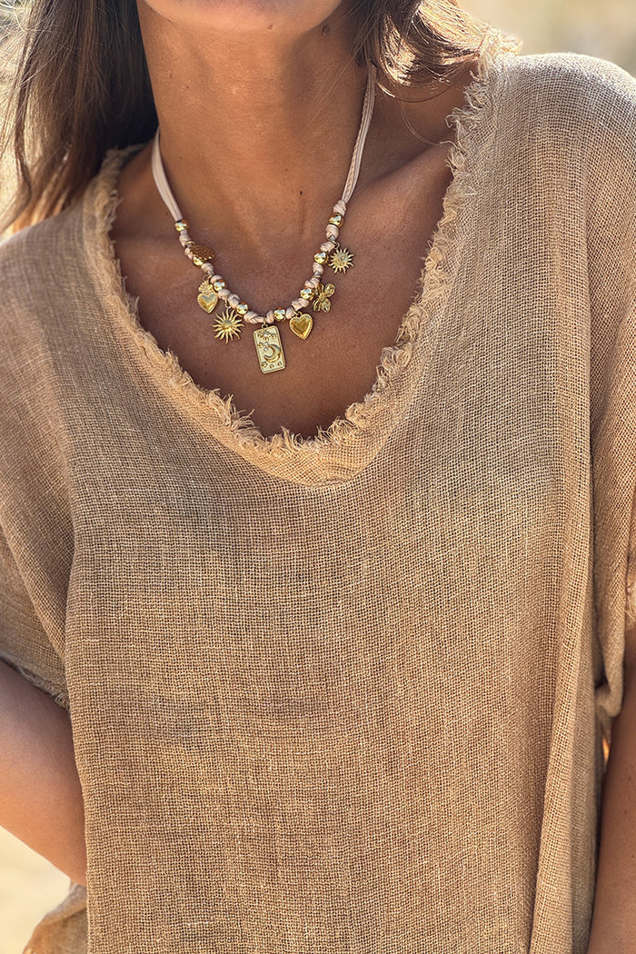 Brown Raw Edge Linen Shirt