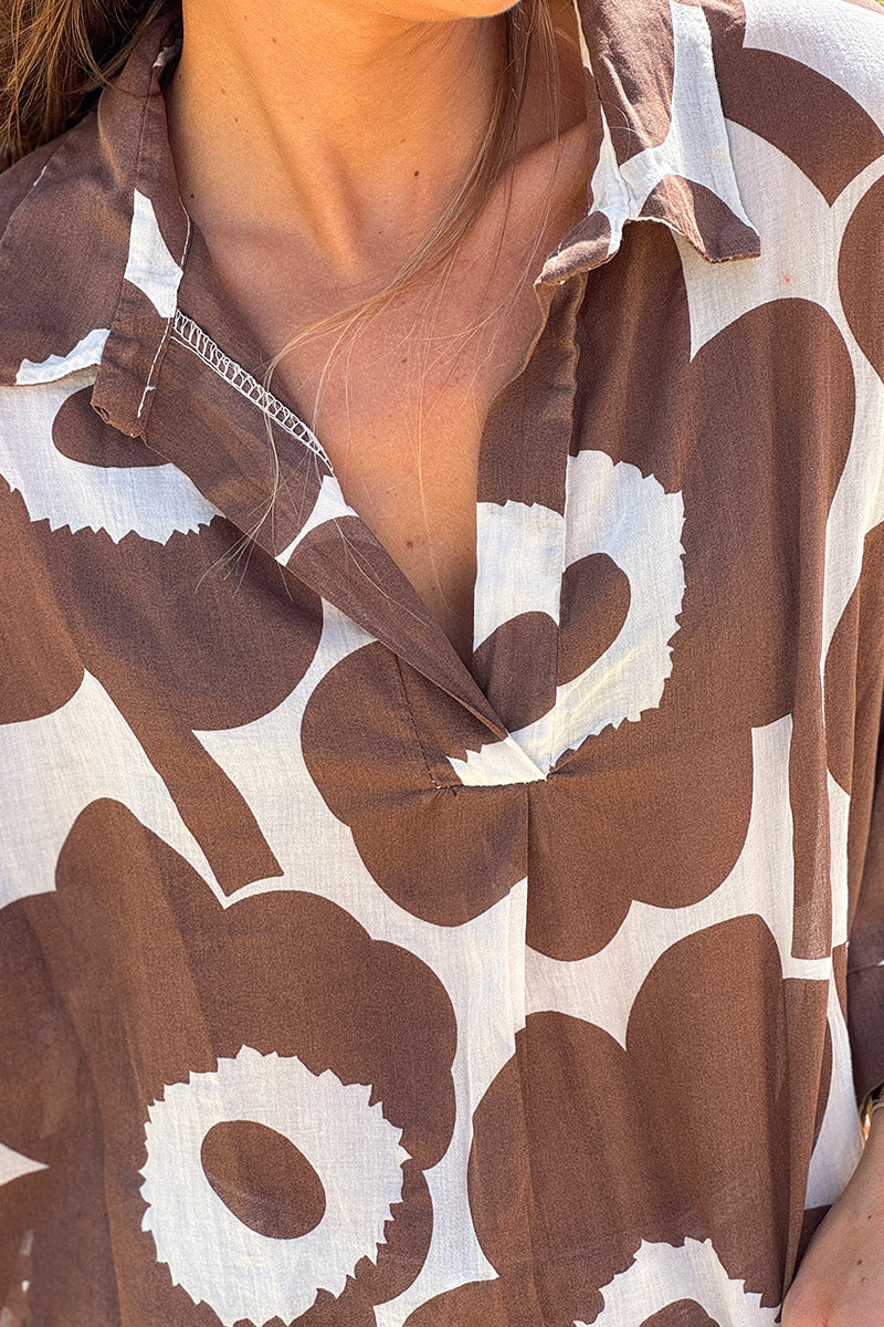 Cream Flower Power Poplin Tunic