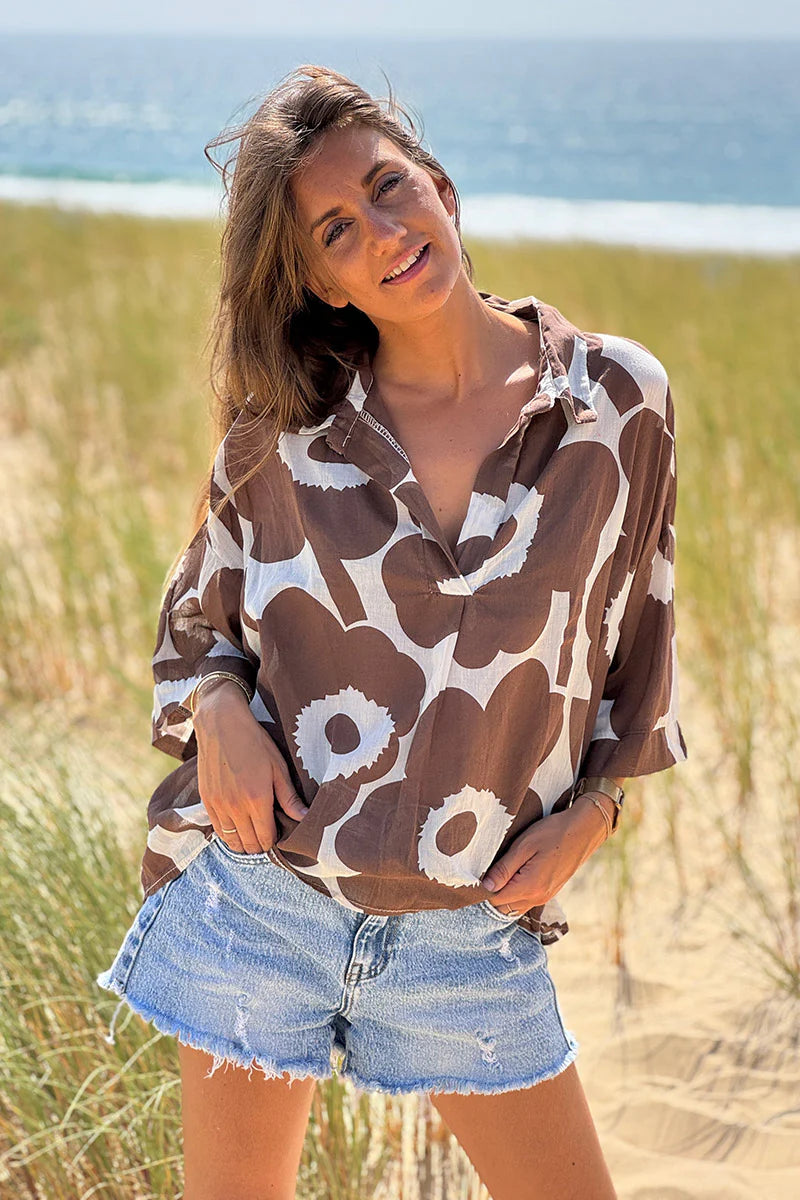 Cream Flower Power Poplin Tunic