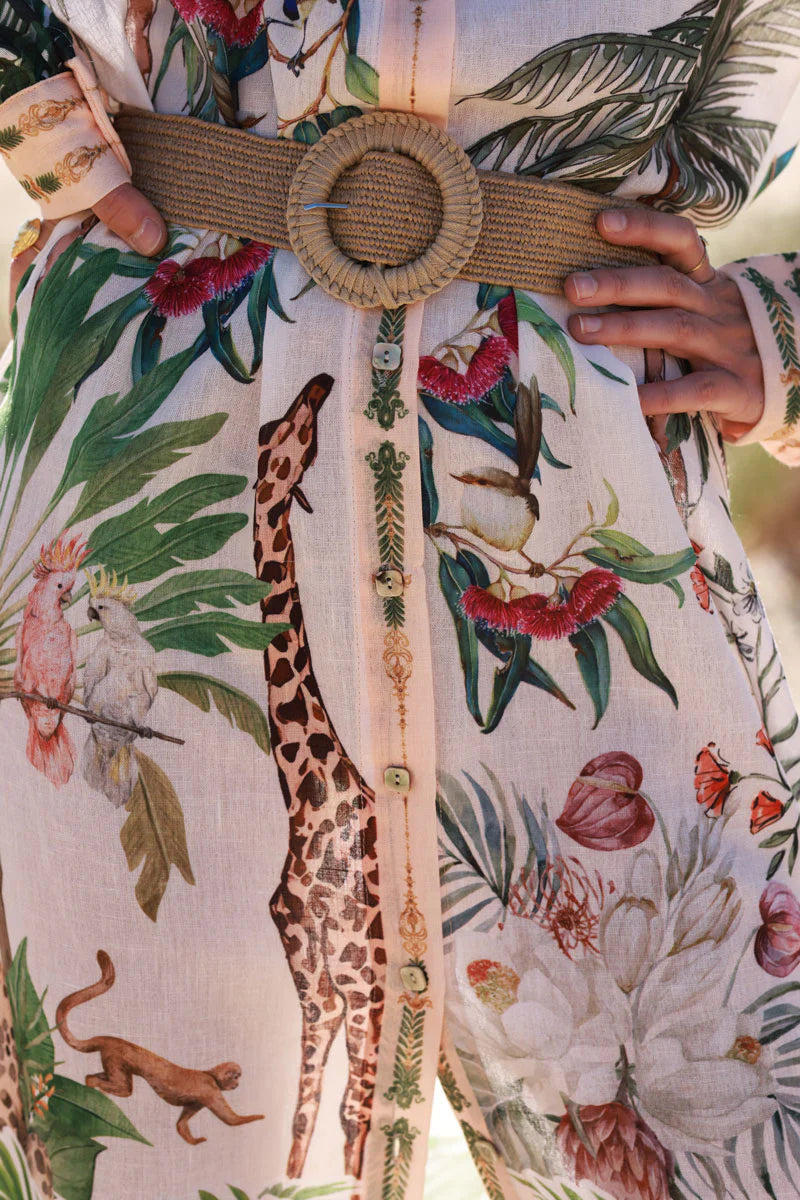 Cream Rain Forest Escape Maxi Dress