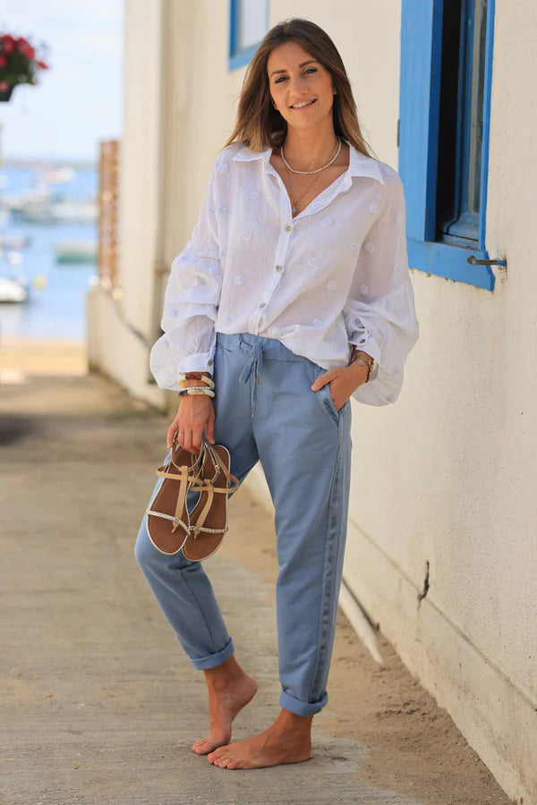 Baby Blue Sweatpants with Satin Outseams