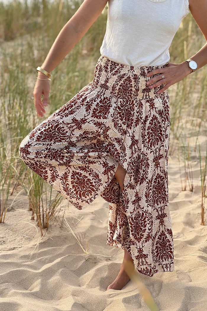 Floaty wide leg culottes with cafe paisley and lys print