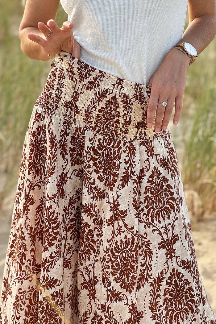 Floaty wide leg culottes with cafe paisley and lys print