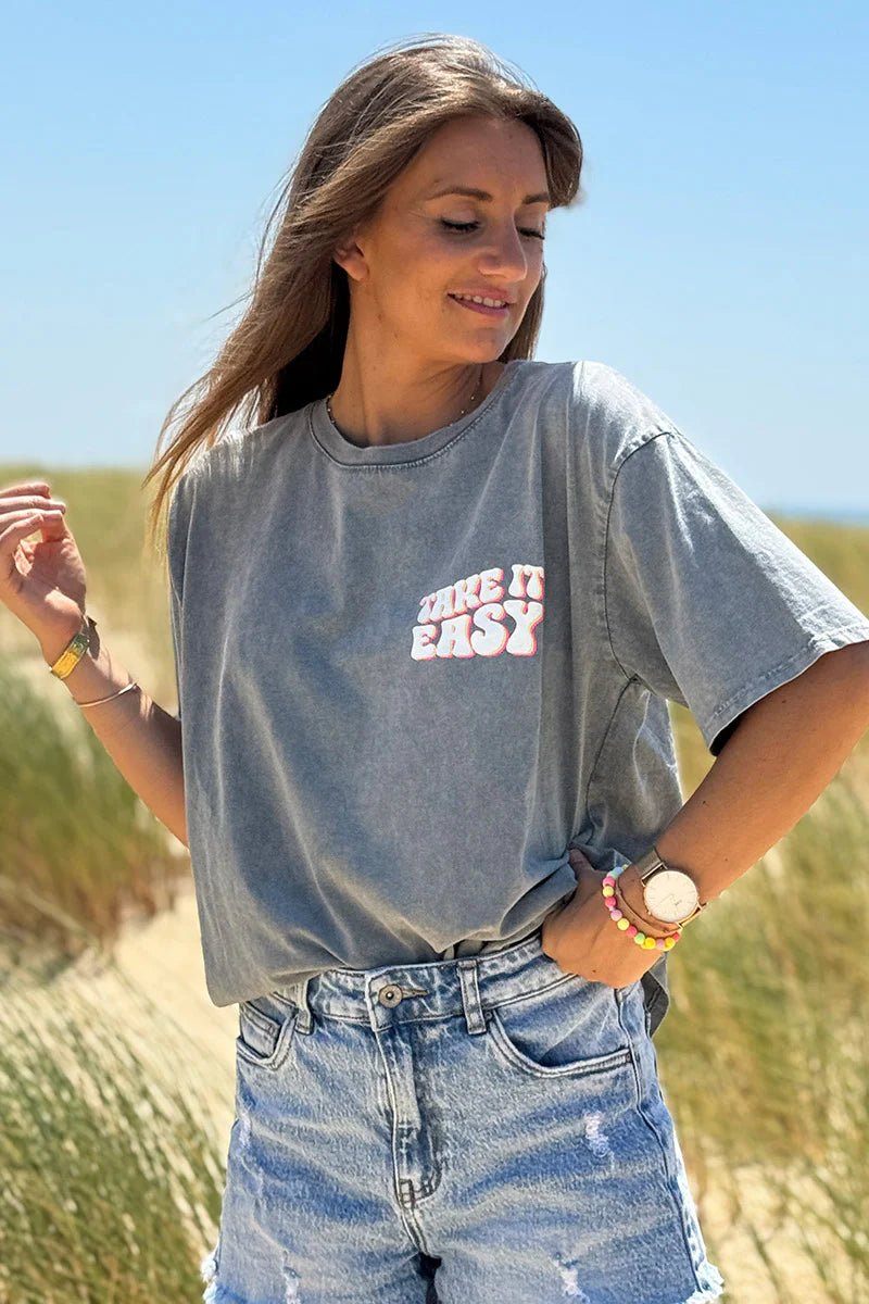 Gray “Take it Easy” Vintage Tee