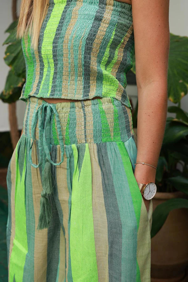 Green Batik Tropical Stripe 2-Piece Lounge Set