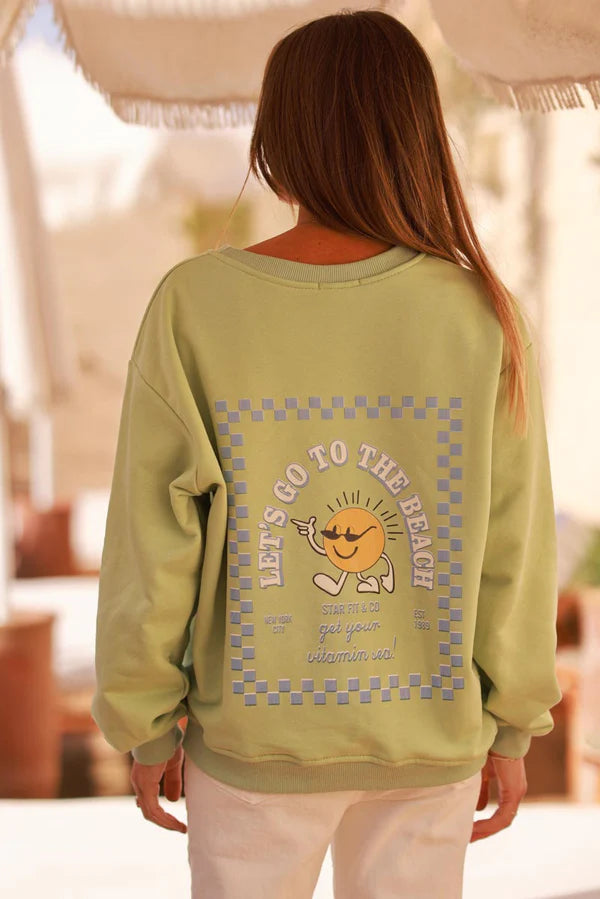 Green Cool Sunshine Jersey Sweater