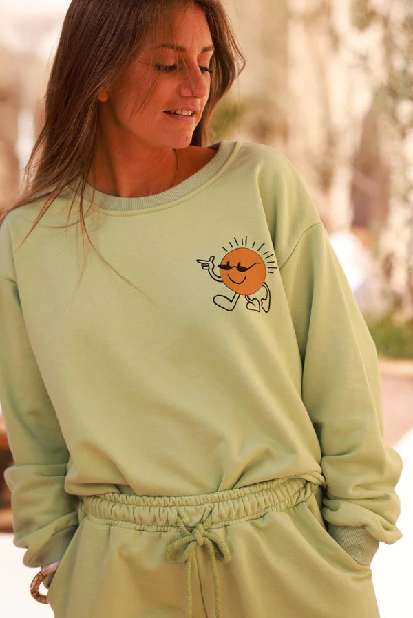 Green Cool Sunshine Jersey Sweater