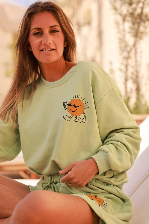 Green Cool Sunshine Jersey Sweater
