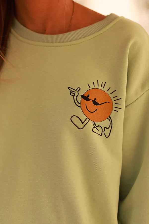 Green Cool Sunshine Jersey Sweater
