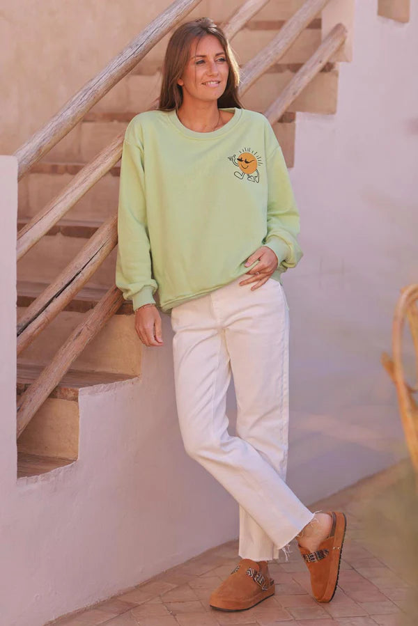 Green Cool Sunshine Jersey Sweater