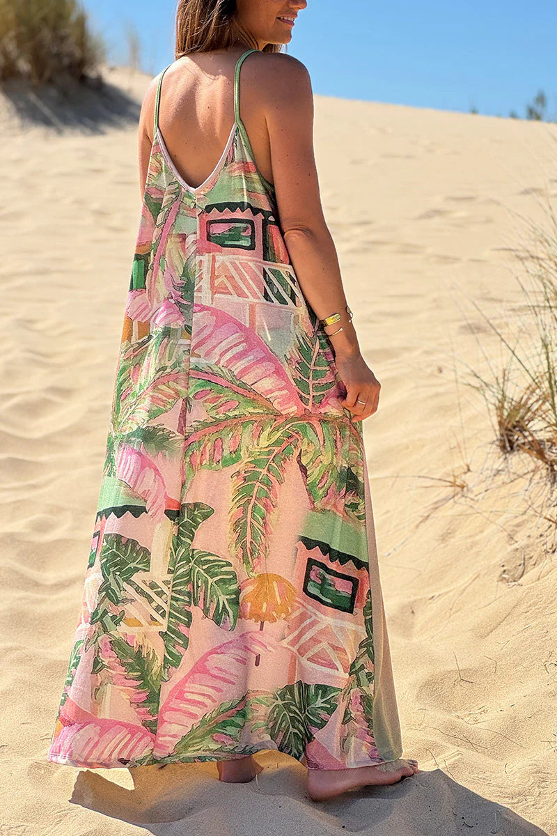 Green Jungle Sun Glitter Knit Sleeveless Maxi Dress