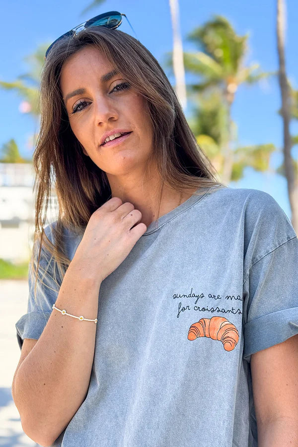 Heather Gray Croissant Screen Print Tee