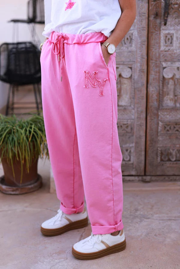 Hot Pink Stretch Twill NY Pull-On Pant