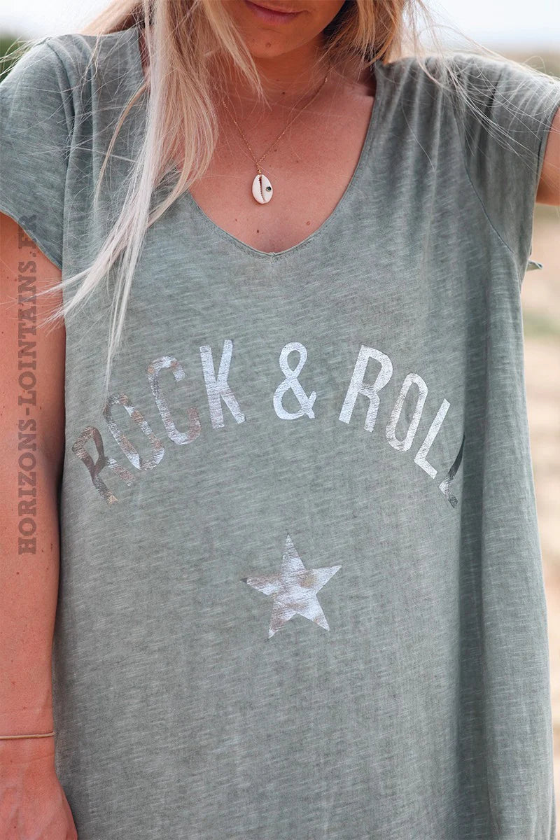 Olive 'Rock and Roll' Cotton Maxi Dress