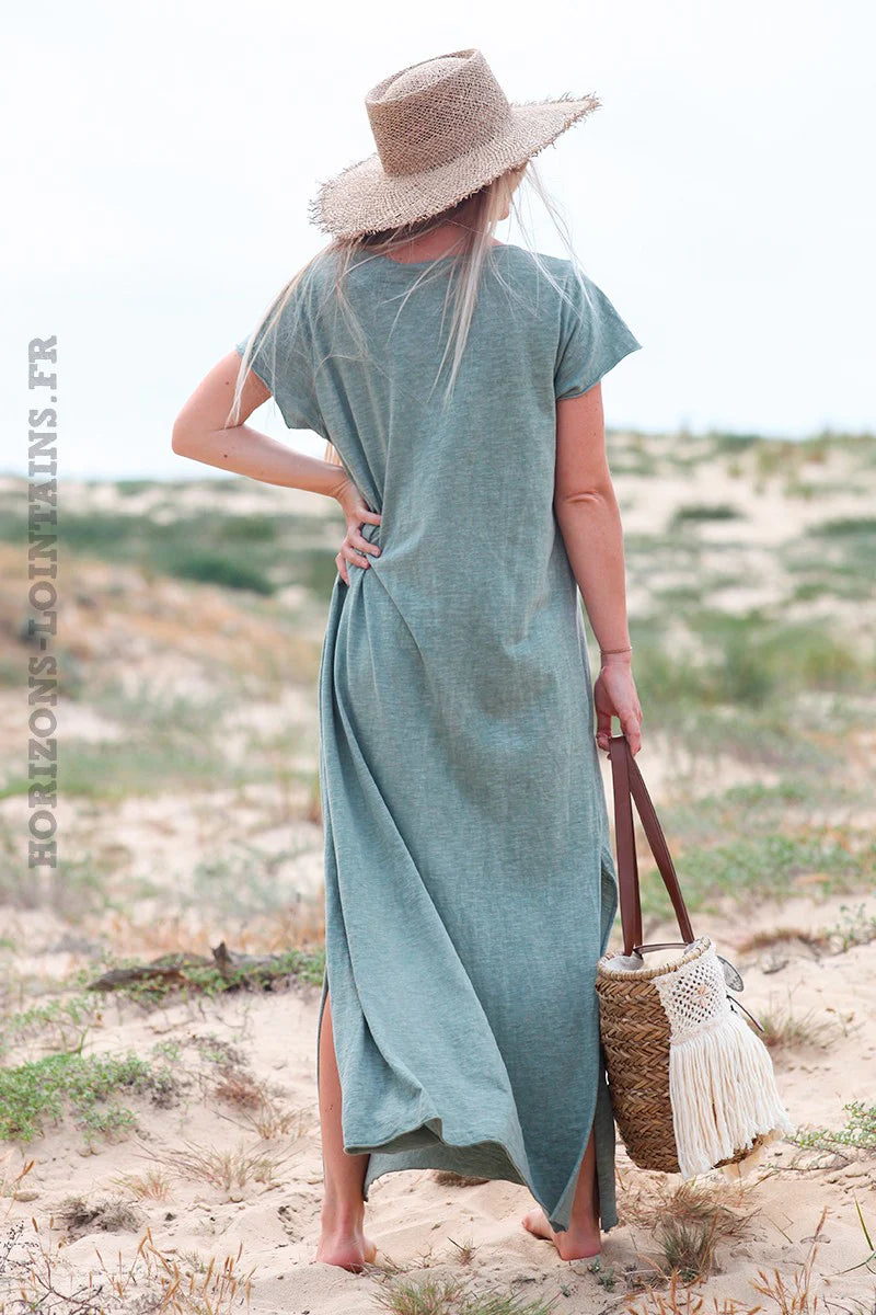 Olive 'Rock and Roll' Cotton Maxi Dress