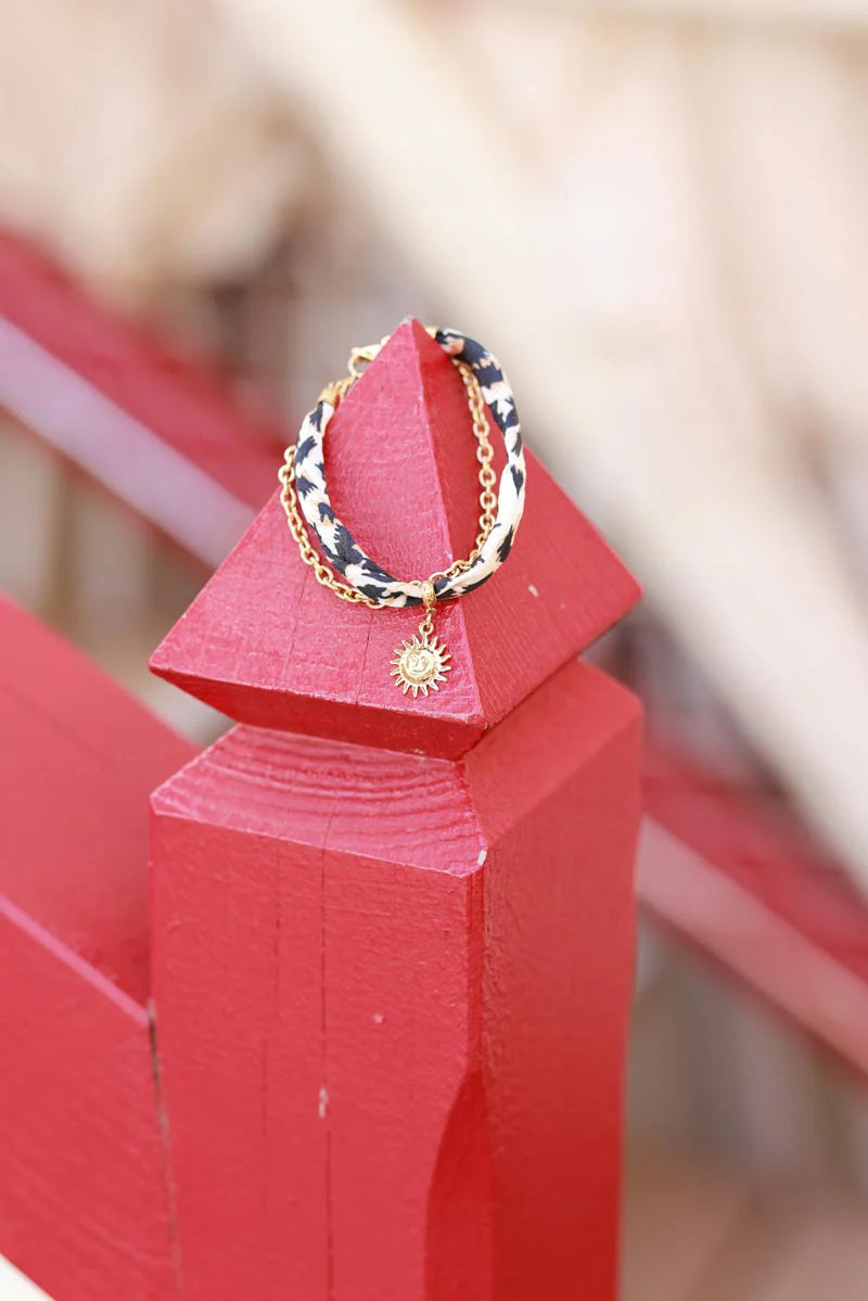 Leopard Print Sash and Golden Chain Bracelet