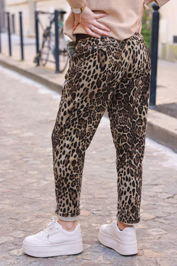 Leopard Print Velvet Trousers