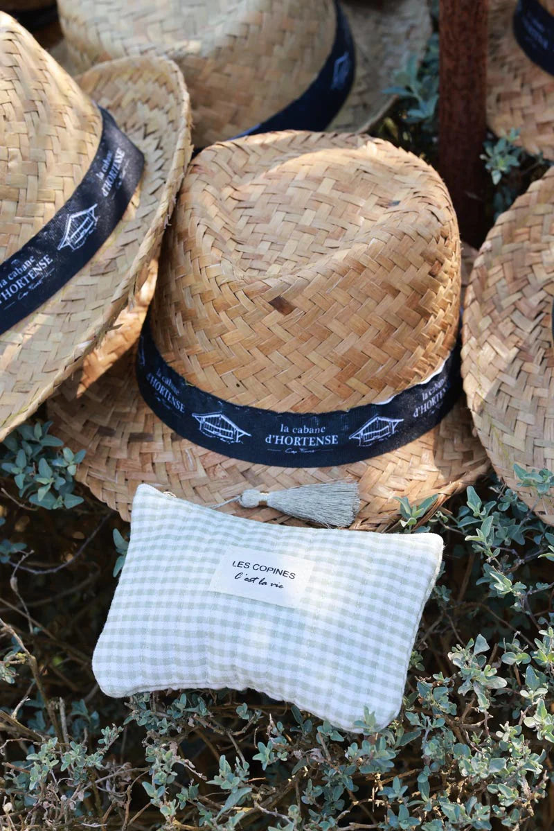 Light Olive Gingham French Girlfriends Travel Pouch