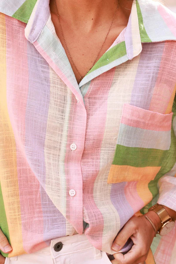 Light pink Stripe Button-Down Blouse