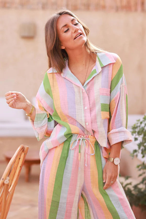 Light pink Stripe Button-Down Blouse