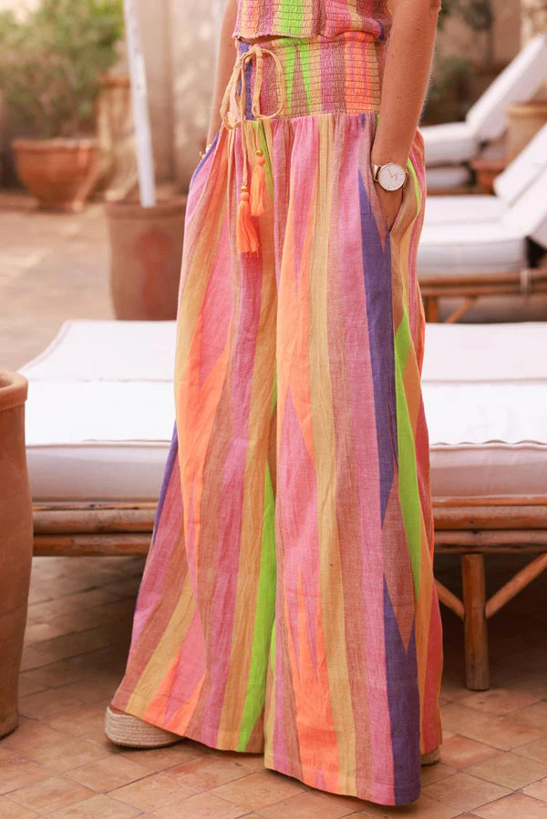 Multicolor Batik Tropical Stripe 2-Piece Lounge Set