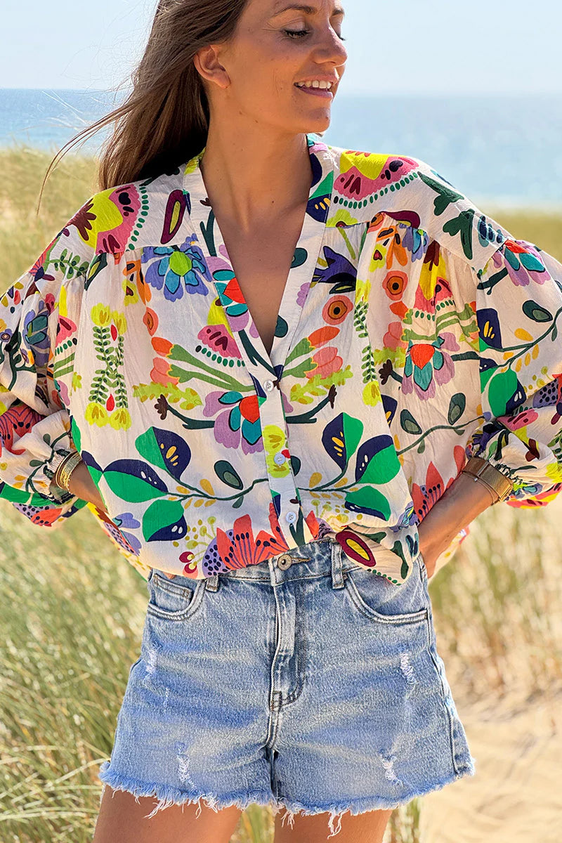 Multicolor Tropical Garden Blouse