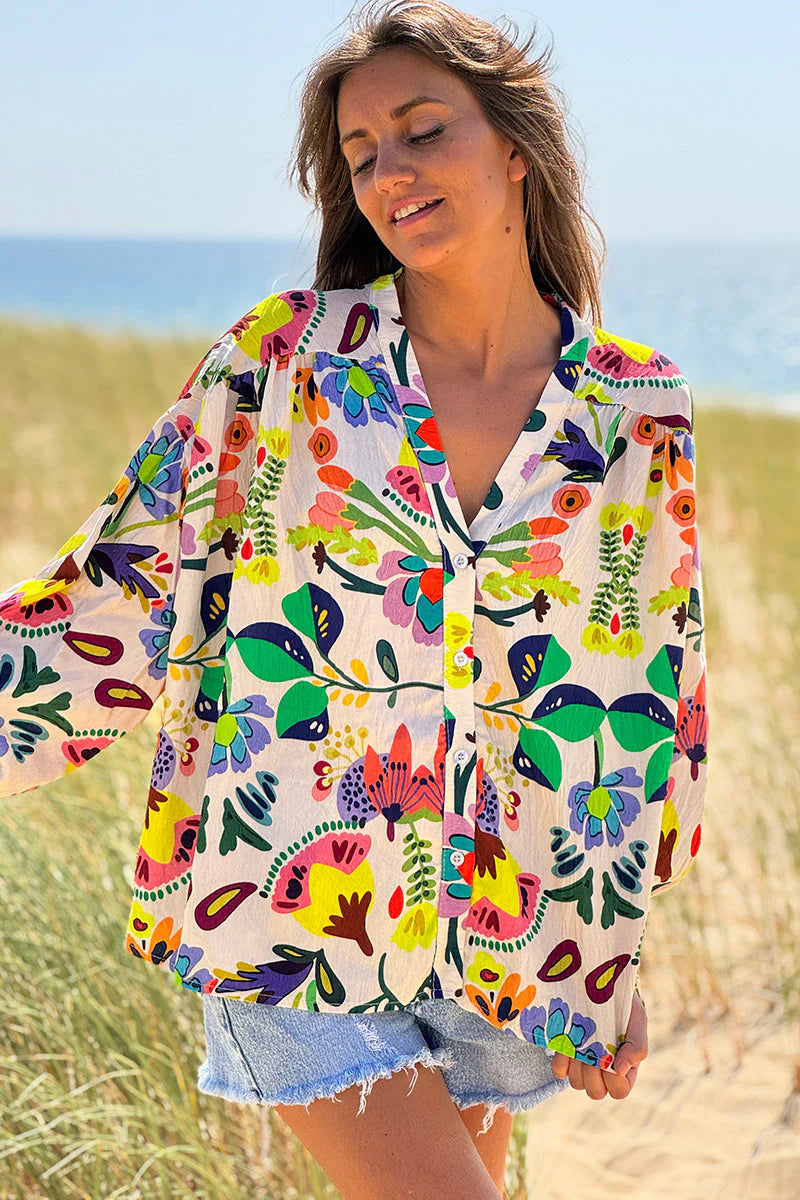 Multicolor Tropical Garden Blouse