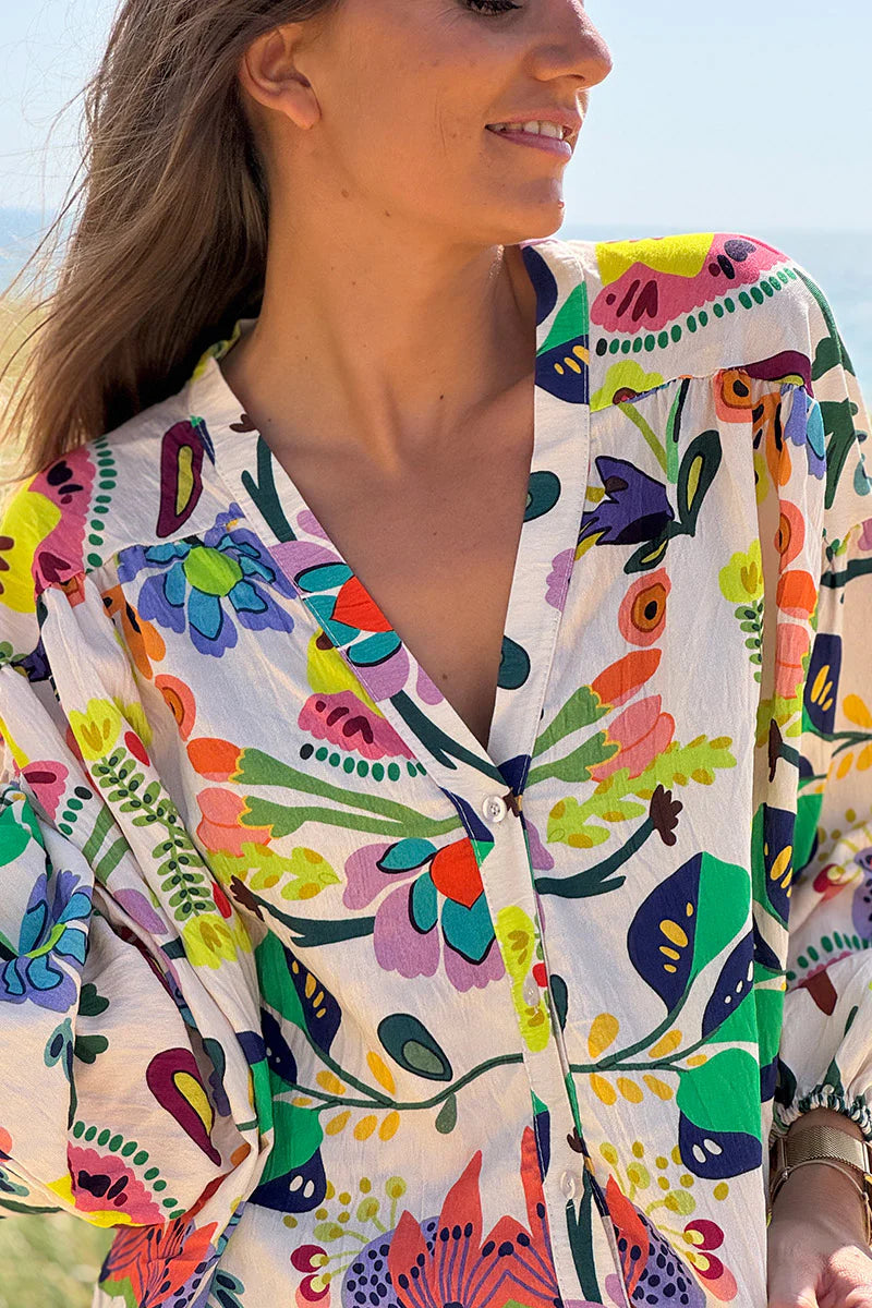 Multicolor Tropical Garden Blouse