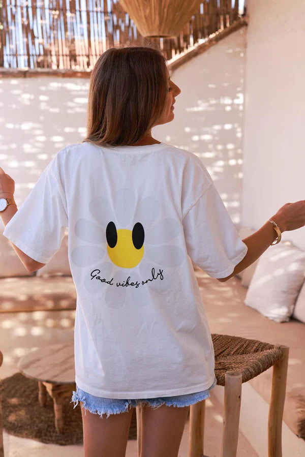 Off white Good Vibes Only Daisy Tee