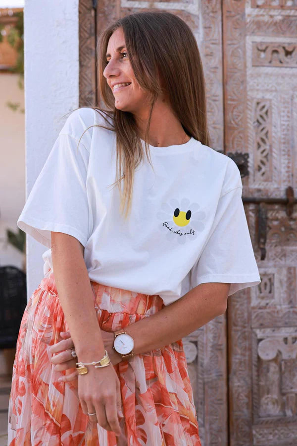 Off white Good Vibes Only Daisy Tee
