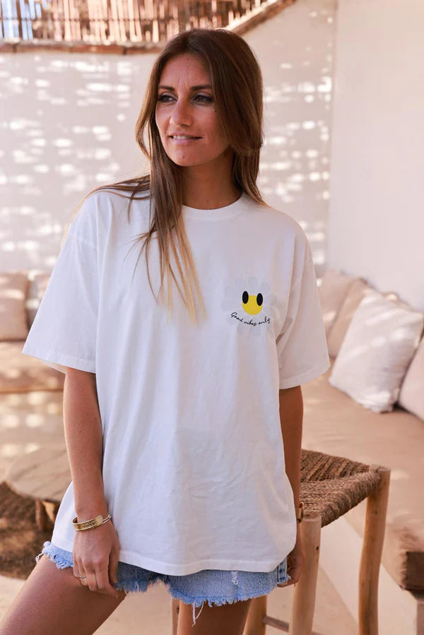 Off white Good Vibes Only Daisy Tee