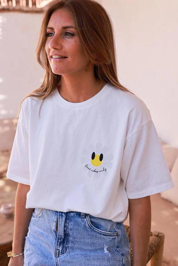 Off white Good Vibes Only Daisy Tee