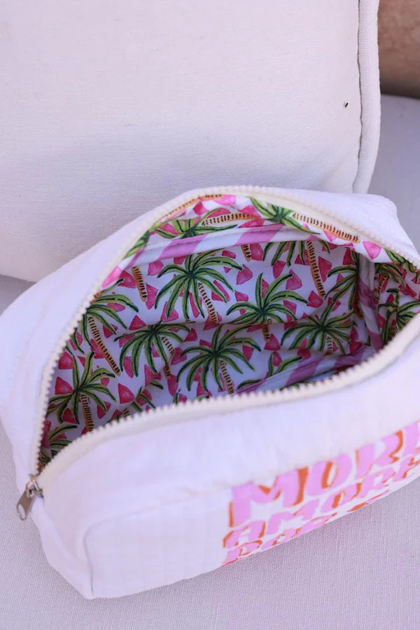 Off White More Amor Por Favor Reversible Travel Pouch