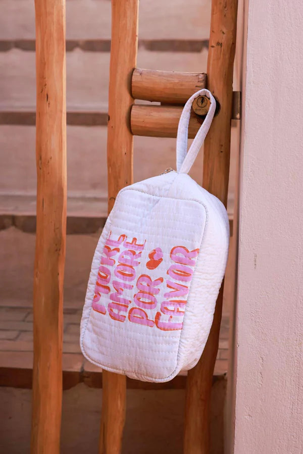 Off White More Amor Por Favor Reversible Travel Pouch