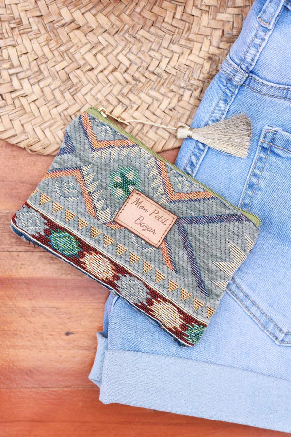Olive Mon Petit Bazar Moroccan Tapestry Zip Pouch
