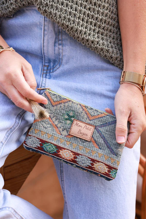 Olive Mon Petit Bazar Moroccan Tapestry Zip Pouch