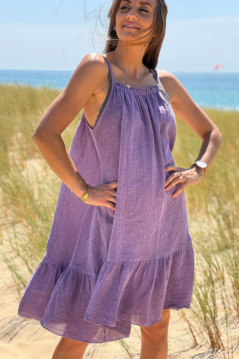 Purple Fluted Terry Sundress