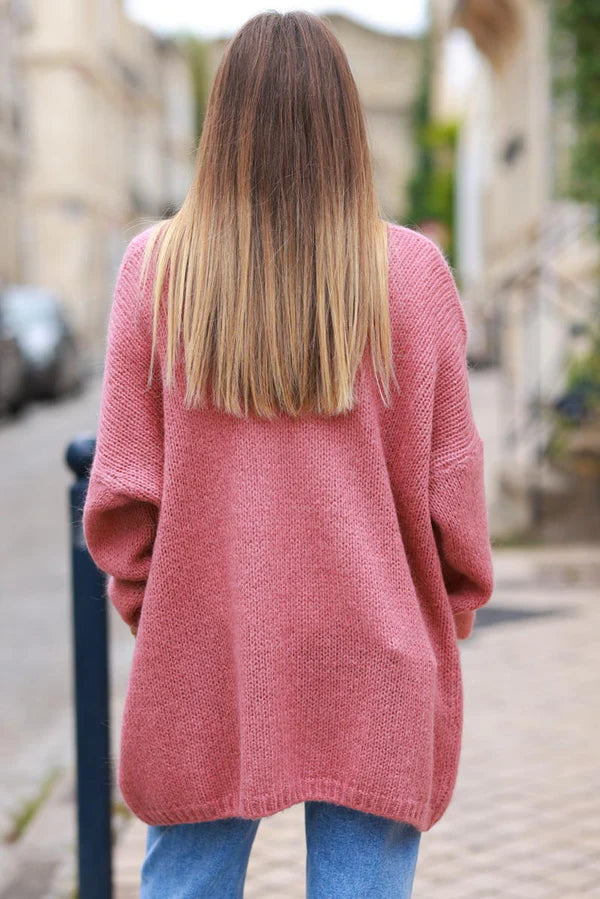 Rosewood cardigan with wrap around collar