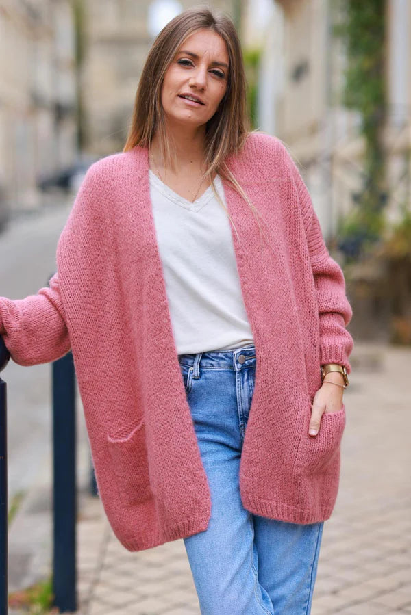 Rosewood cardigan with wrap around collar