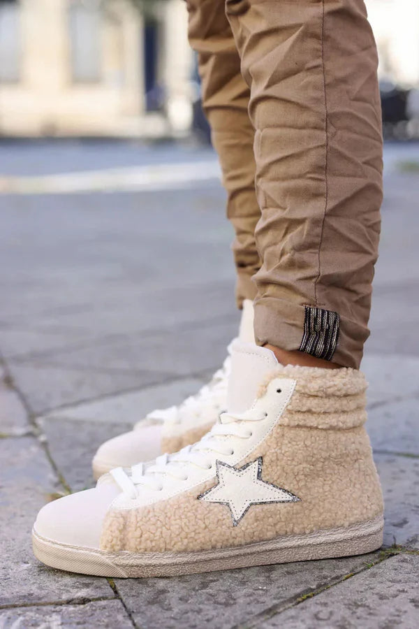 Slim Fit Ice brown Jeans with silver Ankle Hem Edging