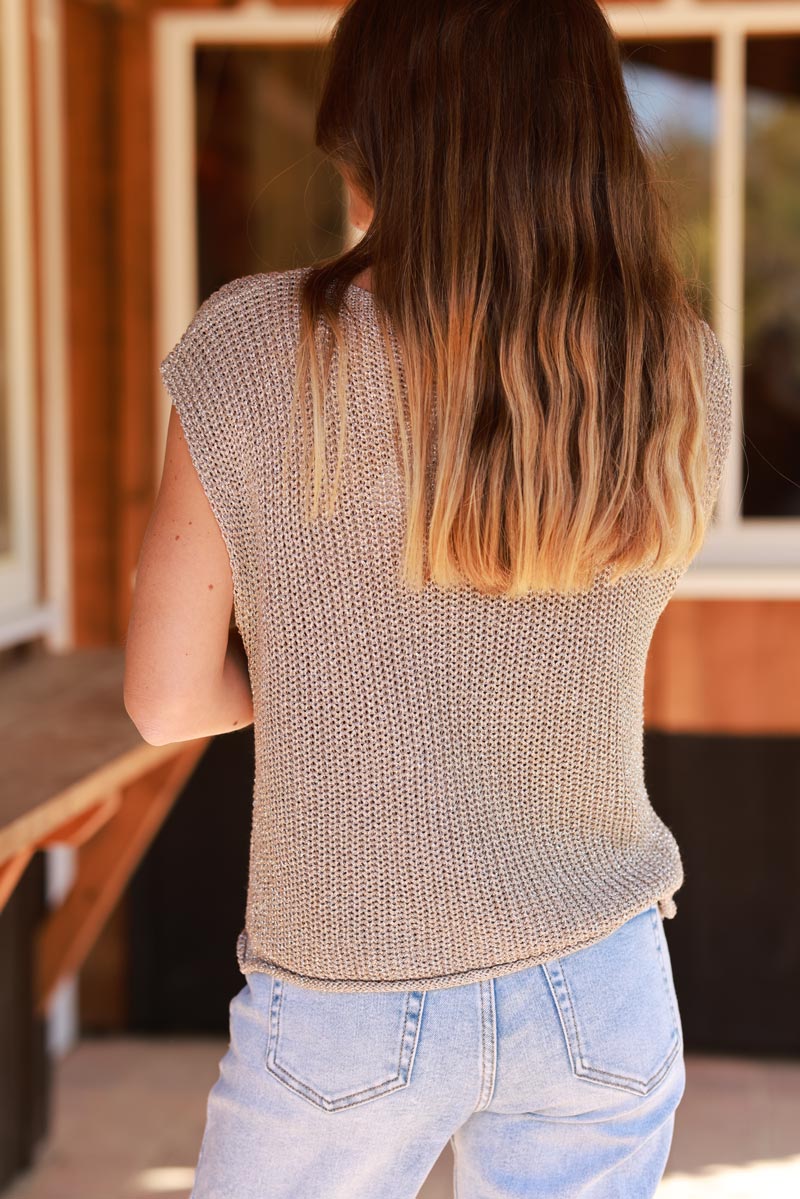 Taupe Chunky Knit Sweater Vest