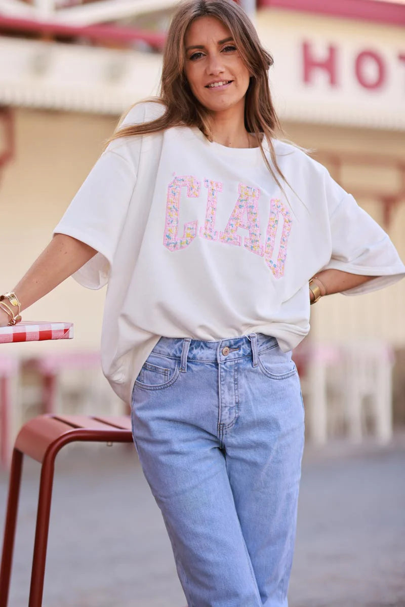 White “CIAO” Italian Knit Top