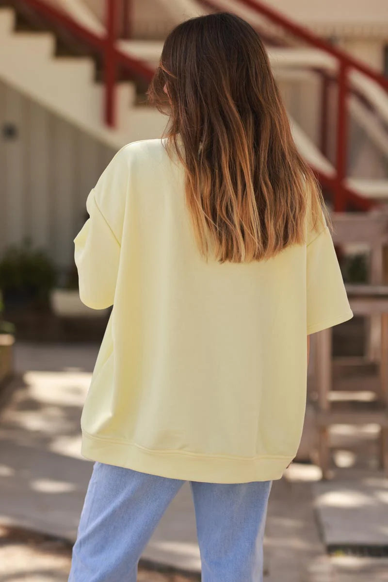 Yellow “CIAO” Italian Knit Top